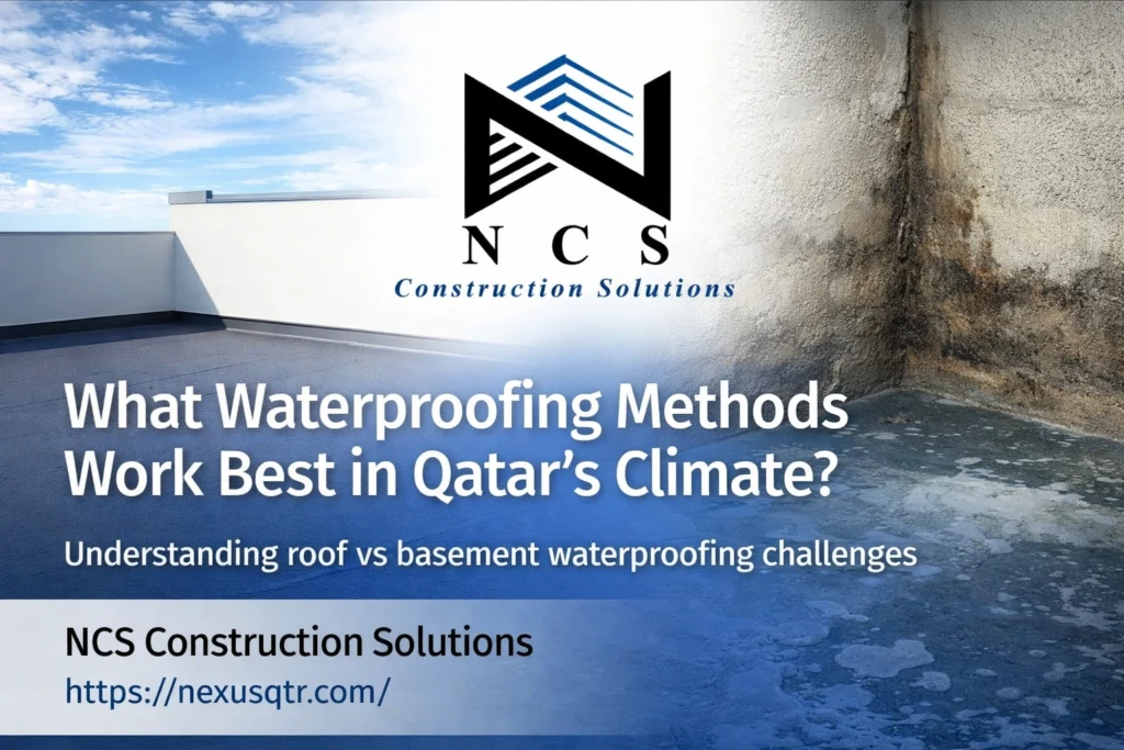 What Waterproofing Methods Work Best in Qatar's Climate? 4 Roof vs Basement Waterproofing in Qatar - NCS Construction Solutions
